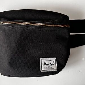 Herschel Black Waist Bag with Gold Zipper